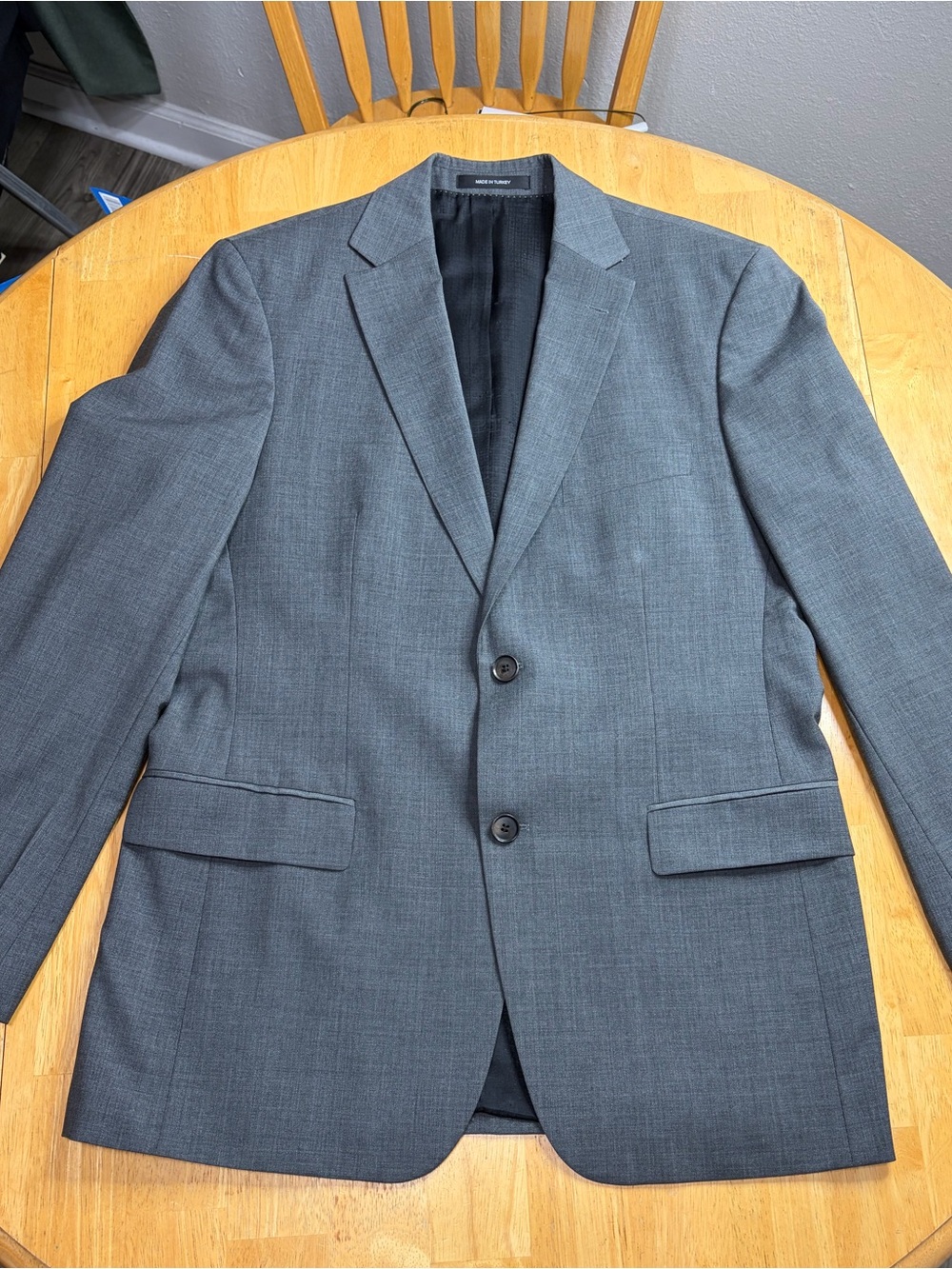 Boss Men's Gray Two-Button Wool-Blend Blazer Pants 33x27 Jacket 38R